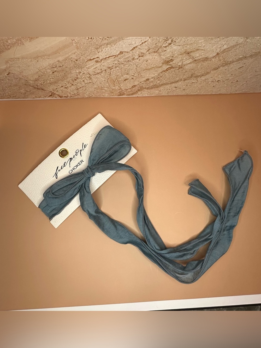 ☀️SUMMER SALE ☀️ Free People Oversized Bow Choker Slate Blue NWT